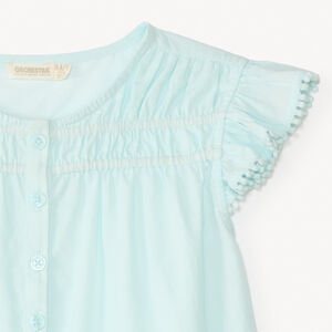 Túnica de manga corta de voil estampado liso para niña 