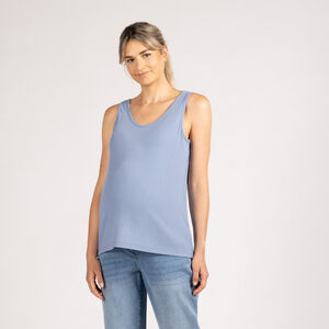 Camiseta sin mangas lisa con efecto canalé para mujer 