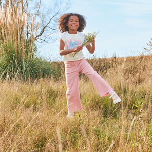 Camiseta de manga corta con forma de caja y nudo para niña 