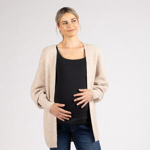 Gilet long à manches longues en tricot uni pour femme 