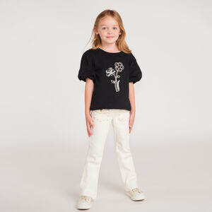 Camiseta de niña de flores con cordones de manga corta 