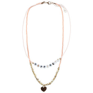 Collar fantasía efecto 2 en 1 con colgante de corazón y letras para niña  Main Collar fantasía efecto 2 en 1 con colgante de corazón y letras para niña