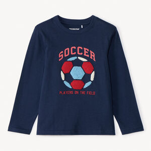 T-shirt manches longues uni à motif brodé effet bouclette pour garçon   Main T-shirt manches longues uni à motif brodé effet bouclette pour garçon