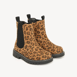 Bottines fille zippées à imprimé léopard 