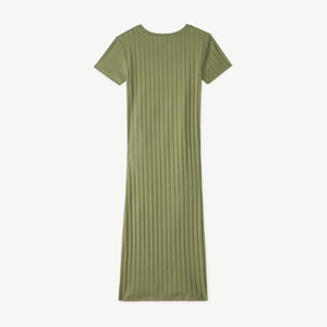 Vestido largo de manga corta de punto acanalado para mujer embarazada. 