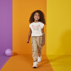 Pantalón cargo efecto pinzas niña 