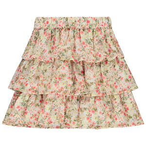 Falda con volante estampado vegetal para niña 