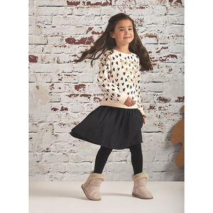 Robe manches longues effet 2 en 1 en molleton gratté pour fille Main Robe manches longues effet 2 en 1 en molleton gratté pour fille
