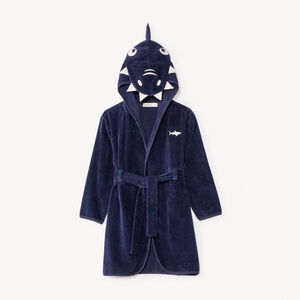 Bata de baño de toalla con capucha lúdica de tiburón para niño 