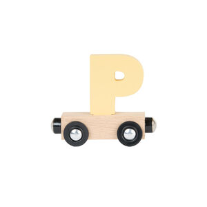 Wagon de madera letra "P" - amarillo 