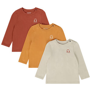 Pack de 3 camisetas de manga larga con estampado de casco para bebé niño 