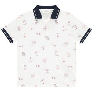 Polo de manga corta de punto efecto nido de abeja estampado para niño 