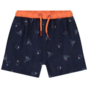 Short de baño estampado de ballenas y veleros para bebé niño 