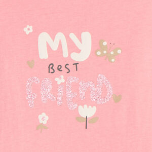 Camiseta de manga corta con print brillante y divertido para bebé niña 