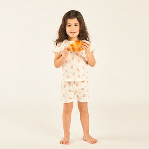 Conjunto de pijama corto de 2 piezas con camiseta + short con estampado de ositos para bebé niña (acabados diferentes según la edad) 