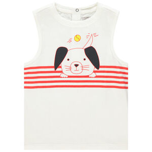 Camiseta sin mangas en algodón orgánico rayas print animal 