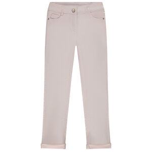 Pantalón slim en sarga lisa para niña 