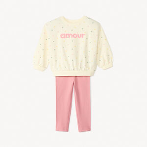 Conjunto de chándal de 2 piezas con corazones: sudadera + leggings para bebé niña 