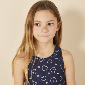 Vestido sin mangas estampado con volantes y espalda cruzada para niña 