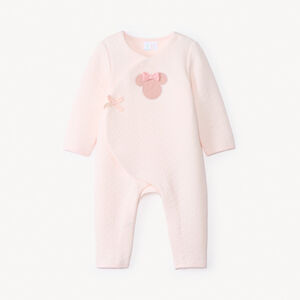 Combinaison longue unie rose patch brodé Minnie Disney pour bébé fille  