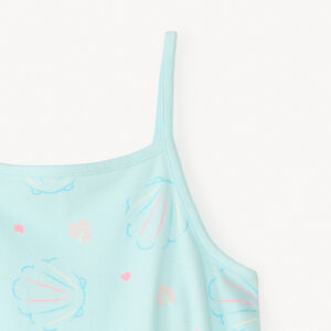 Peto corto de jersey con estampado fantasía para niña. 