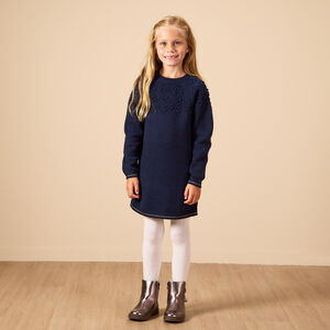 Vestido de punto con lurex y mangas largas para niña 