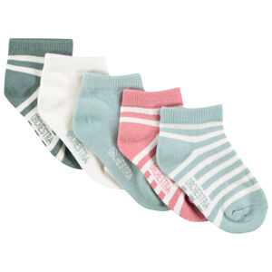 Pack de 5 pares de calcetines cortos unicolor y de rayas para bebé niño. 