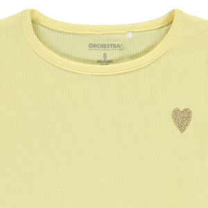 Camiseta de manga corta de punto acanalado con corazón bordado para niña  Main Camiseta de manga corta de punto acanalado con corazón bordado para niña