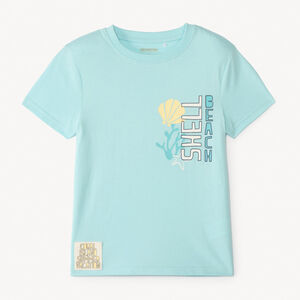 Camiseta de manga corta con estampado de tema mar para niño 