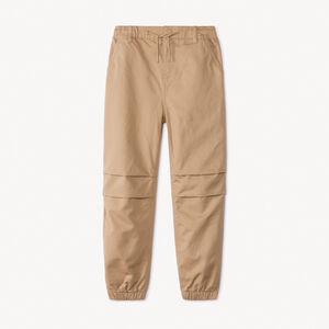 Pantalón liso de tela con cintura elástica para niño 