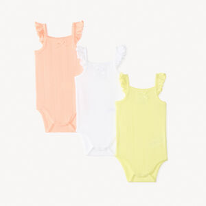 Conjunto de 3 bodies sin mangas de punto para niña bebé 