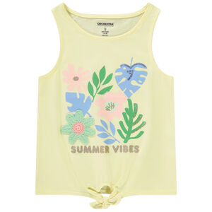 Camiseta sin mangas con estampado fantasía y flor de punto para niña  Main Camiseta sin mangas con estampado fantasía y flor de punto para niña