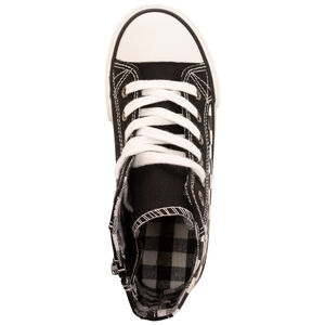 Zapatillas altas de lona damero con cremallera para bebé niño 