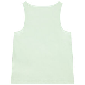 Camiseta sin mangas lisa con palmera bordada y flecos niña 