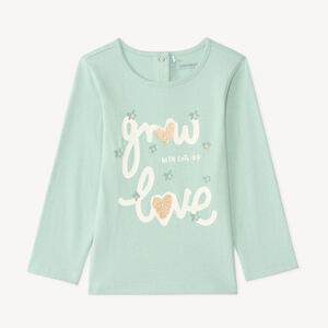 Camiseta de manga larga para bebé niña con estampado brillante y divertido. 