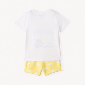 Conjunto de 2 piezas: camiseta de manga corta + pantalones cortos impresos de surf para bebé niño. 