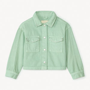 Chaqueta de mezclilla lisa con tachuelas decorativas para niña 