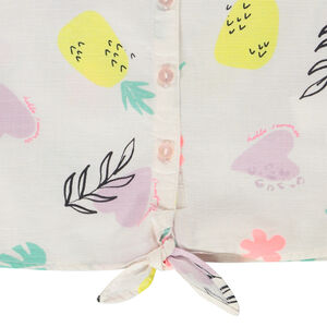 Chemise manches courtes à nouer imprimé fantaisie pour fille 