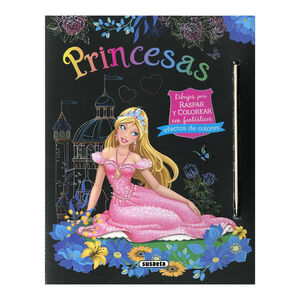 Libro con dibujos para raspar y colorear Princesas +4años 