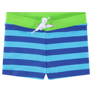 Boxer de baño de rayas con cintura que contrasta 