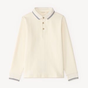 Polo de manga larga para niño con cuello contrastante y original. 