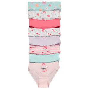 Pack de 8 braguitas de jersey con estampados para niña 