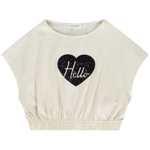 Camiseta de manga corta con lentejuelas y diseño original para niña  Main Camiseta de manga corta con lentejuelas y diseño original para niña