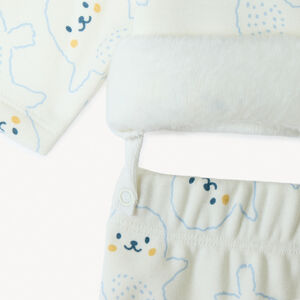 Conjunto pijama estampado de focas para bebé niño con acabados según la edad 