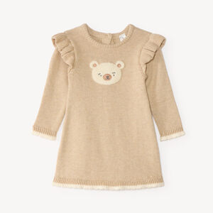 Ropa de bebé niña de punto con mangas largas y diseño de osito. 