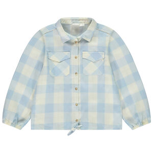 Camisa de manga larga a cuadros con lazo para niña  Main Camisa de manga larga a cuadros con lazo para niña