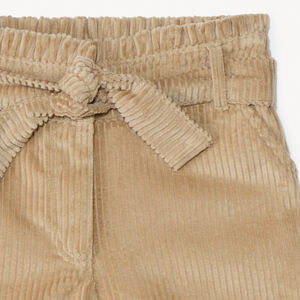 Short de terciopelo acanalado con cinturón para niña 