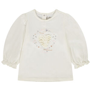 Camiseta de manga larga abullonada con estampado 3D para niña 