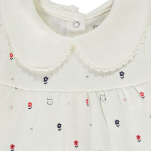 Pelele con cuello marinero estampado flores/gatos para bebé niña 