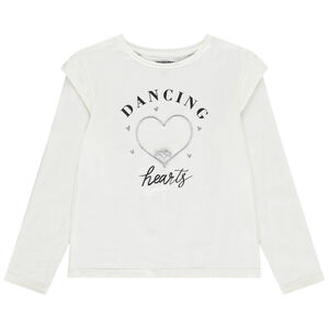 Camiseta de manga larga con hombreras y estampado para niña 